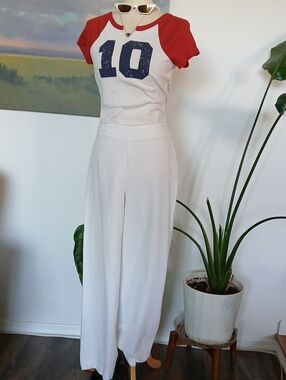 Future Collective Jenee Taylor White High-Waist Wide Leg Pants Sz 8